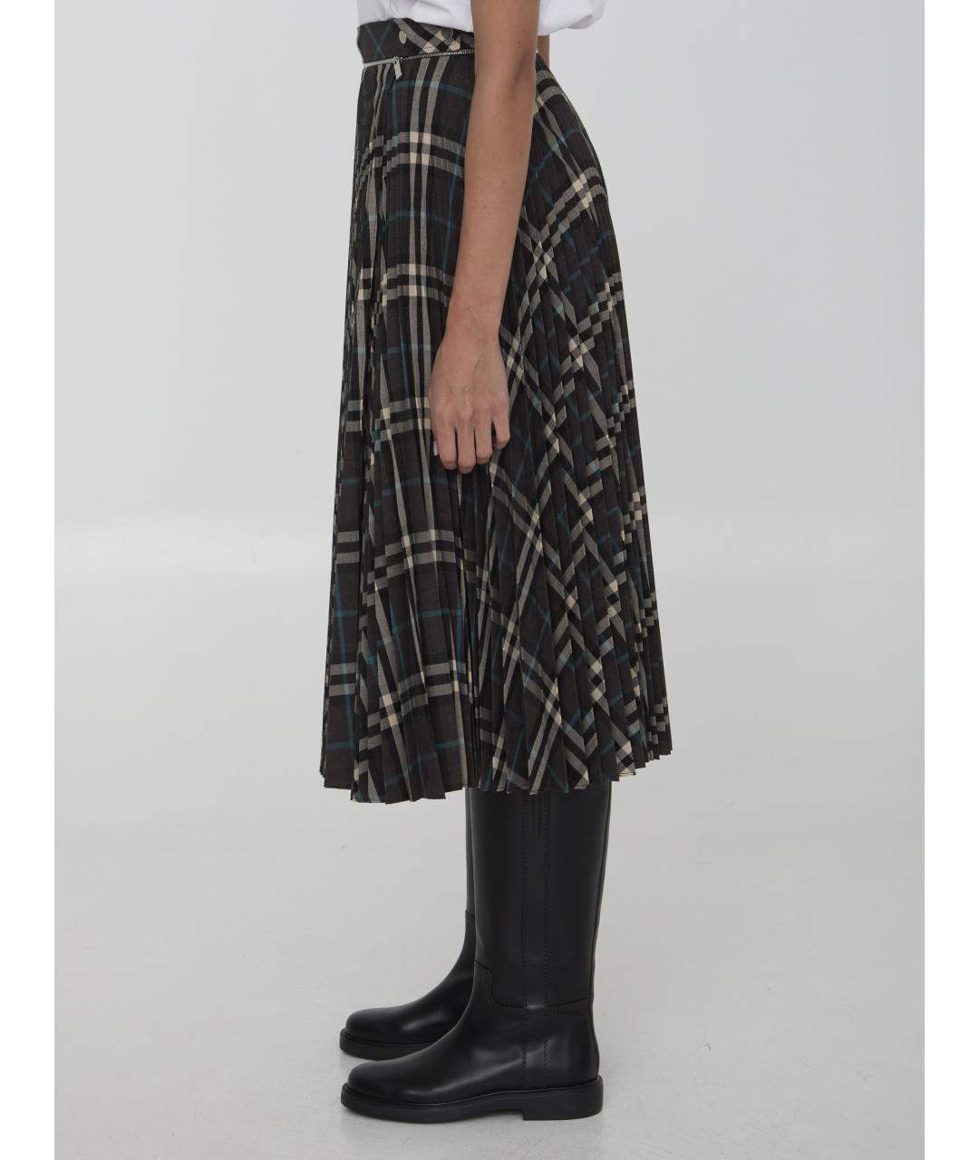 BURBERRY Мульти полиэстеровая юбка миди, фото 4