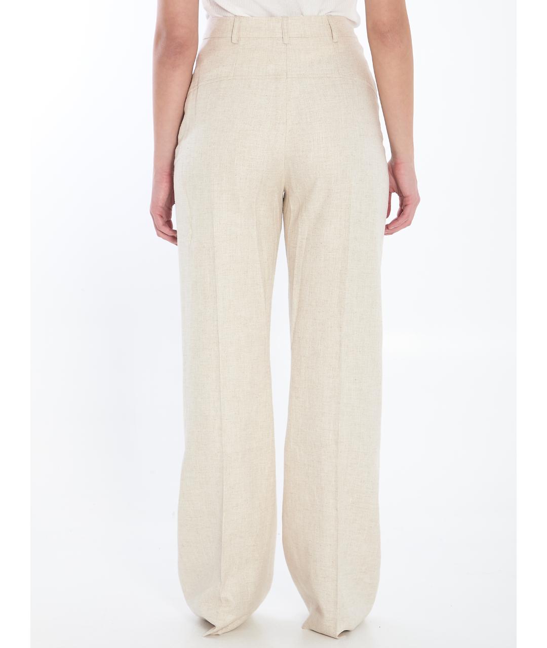 JACQUEMUS Бежевые хлопко-эластановые прямые брюки, фото 5