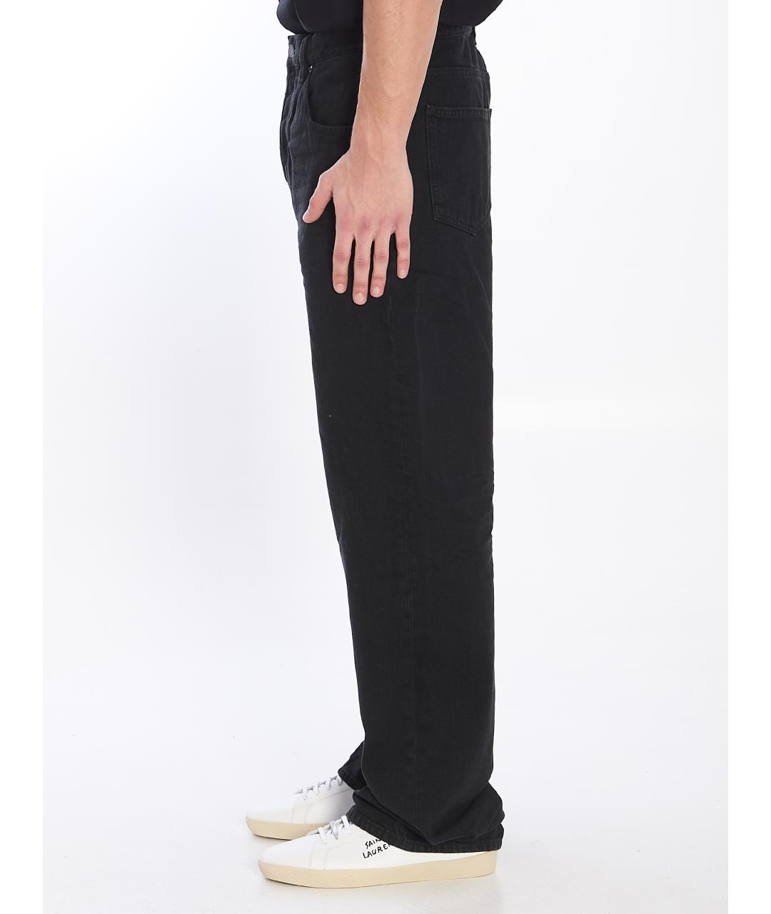SAINT LAURENT Черные хлопковые прямые джинсы, фото 4