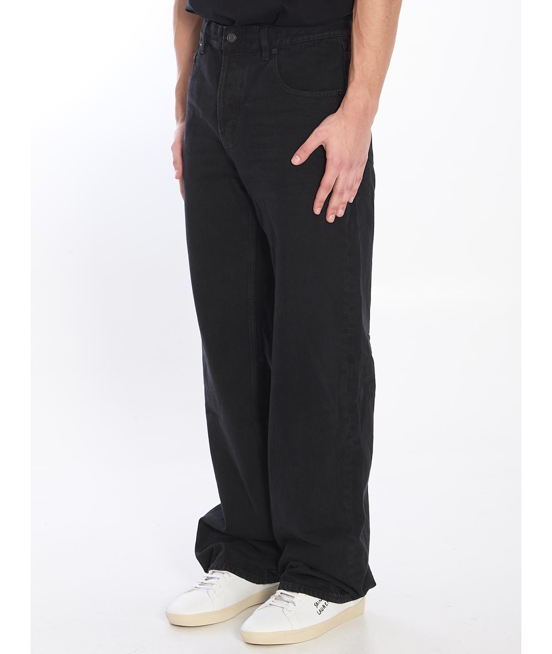 SAINT LAURENT Черные хлопковые прямые джинсы, фото 3