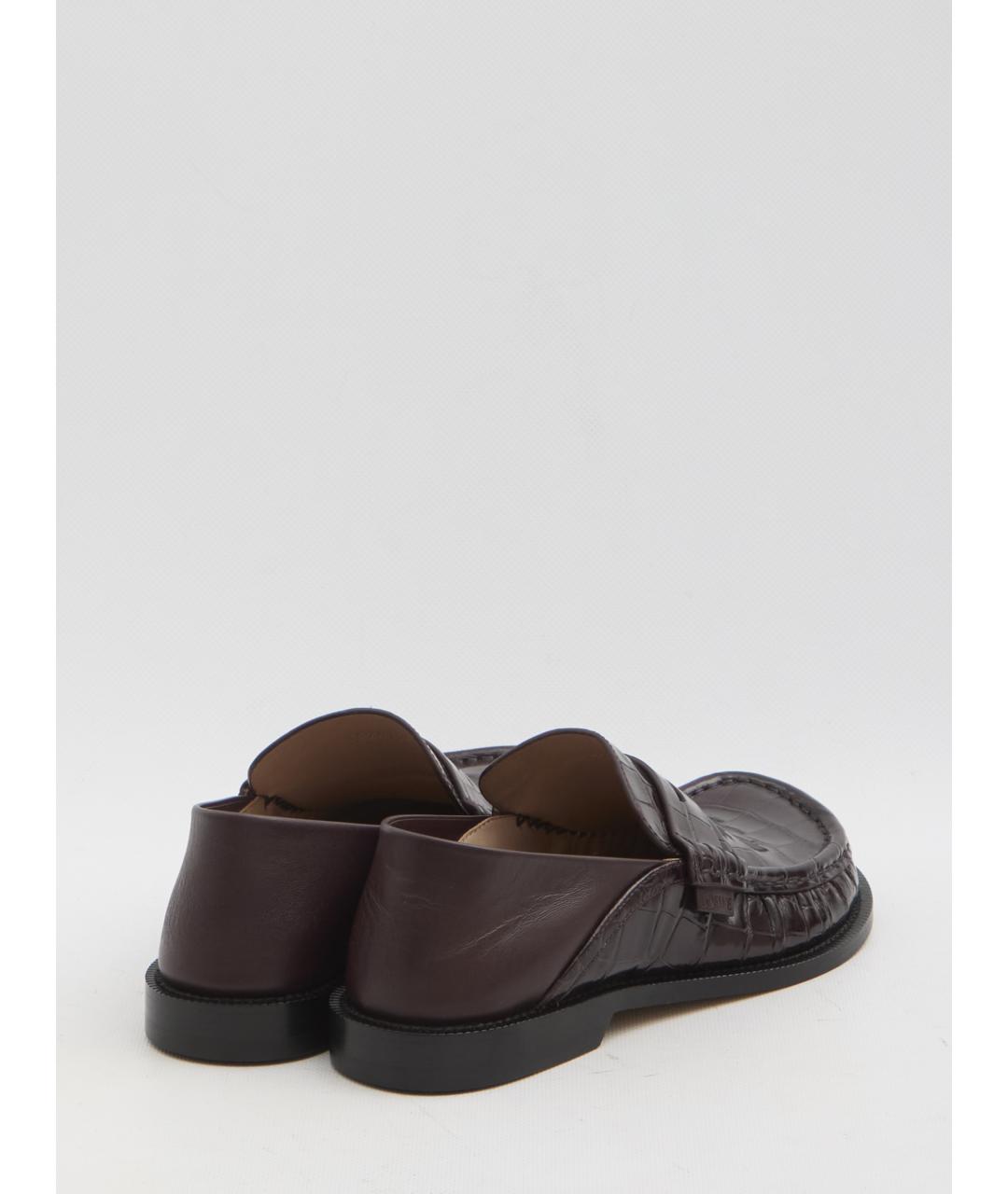LOEWE Бордовые кожаные лоферы, фото 3