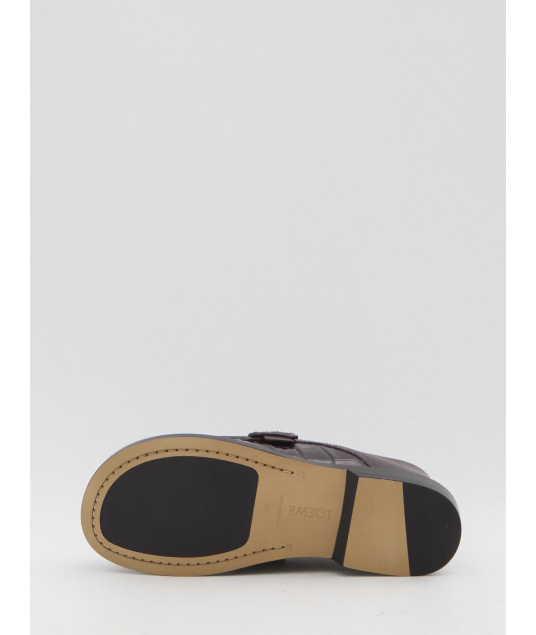 LOEWE Бордовые кожаные лоферы, фото 4