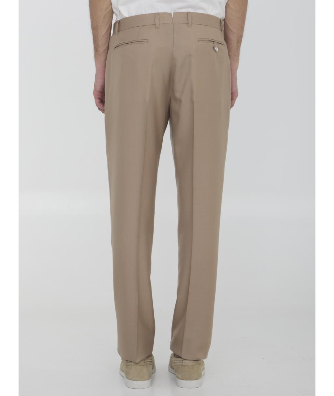 CHRISTIAN DIOR Бежевые кашемировые повседневные брюки, фото 4