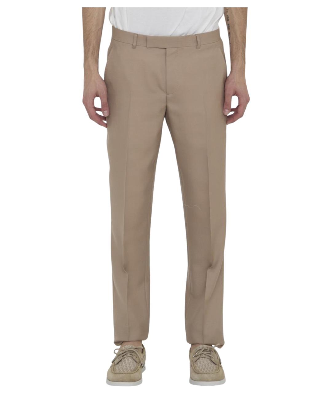 CHRISTIAN DIOR Бежевые кашемировые повседневные брюки, фото 1