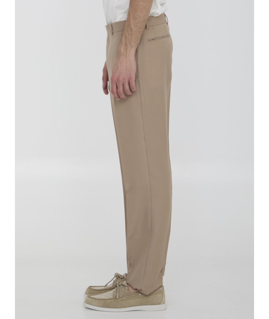CHRISTIAN DIOR Бежевые кашемировые повседневные брюки, фото 3