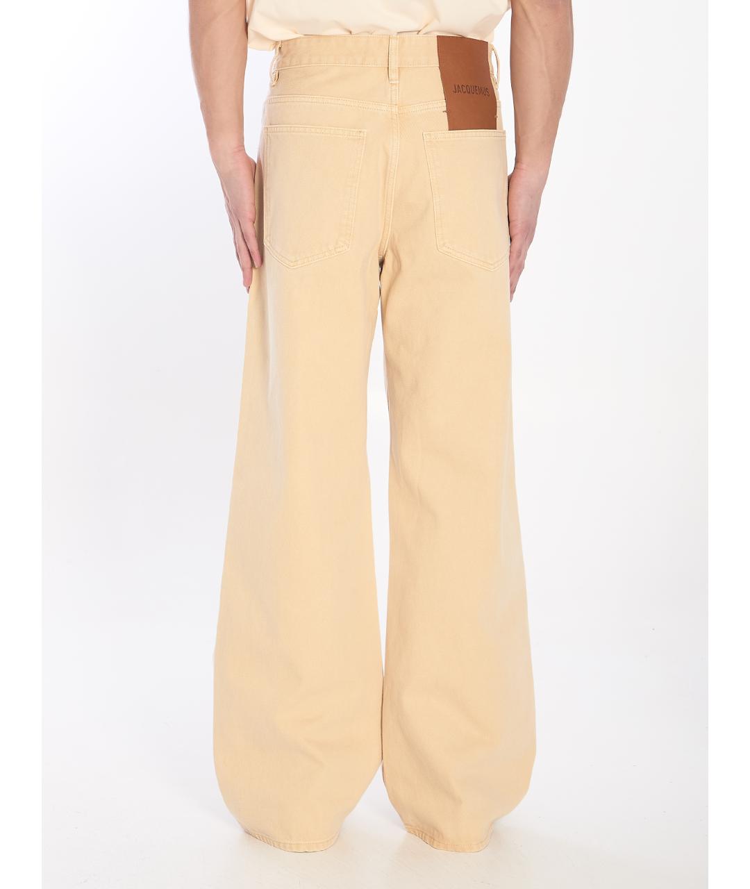 JACQUEMUS Бежевые хлопковые прямые джинсы, фото 4