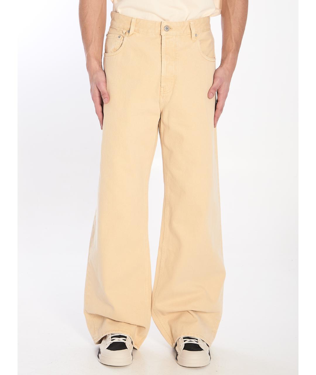 JACQUEMUS Бежевые хлопковые прямые джинсы, фото 5