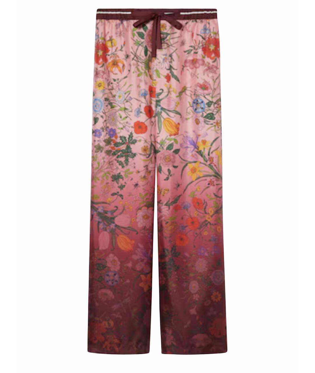 GUCCI Розовые шелковые прямые брюки, фото 1