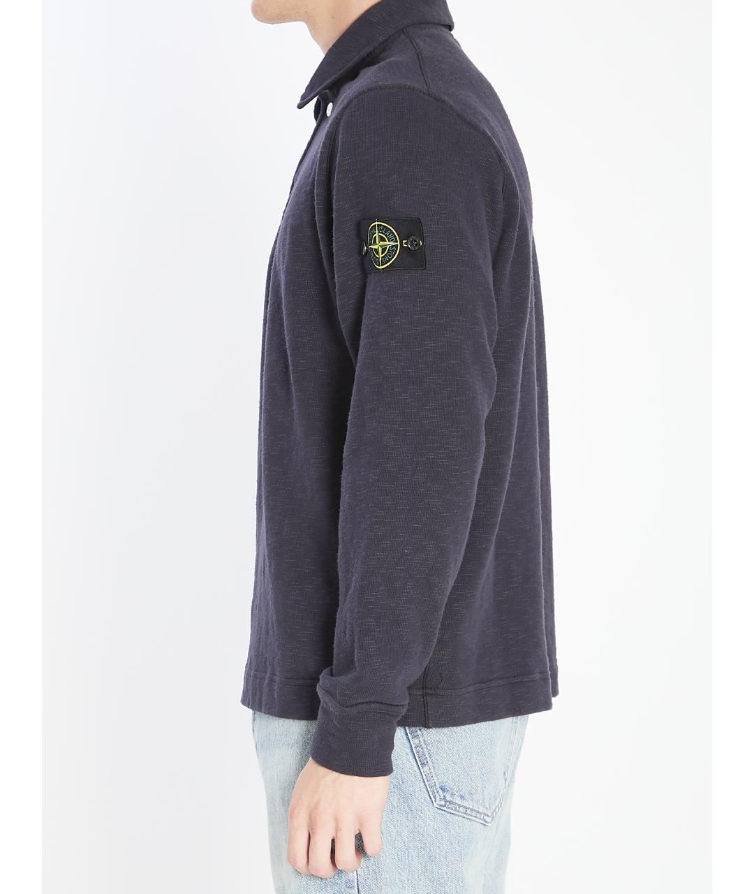 STONE ISLAND Синее хлопковое поло с длинным рукавом, фото 4