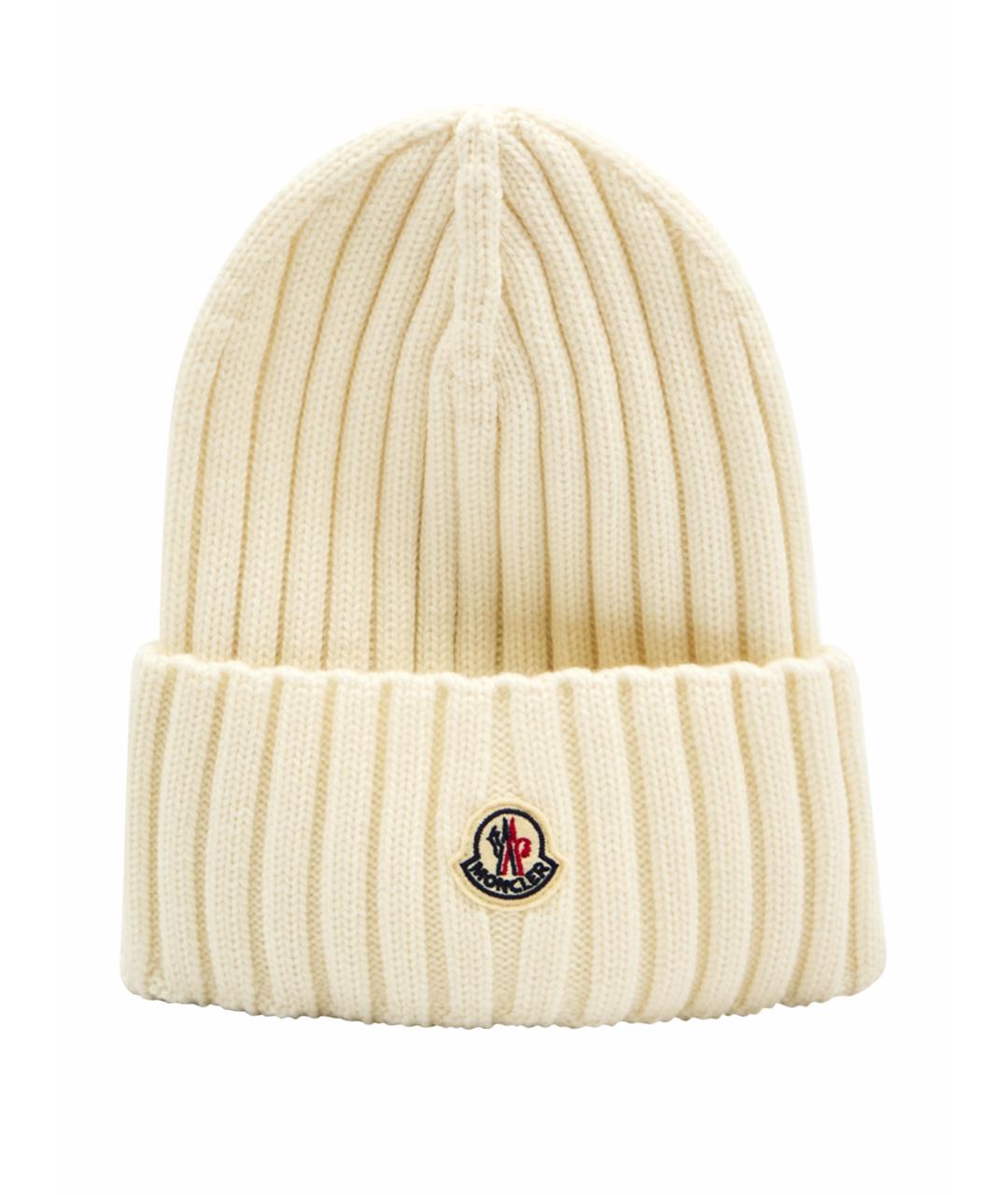 MONCLER Белая шерстяная шапка, фото 1