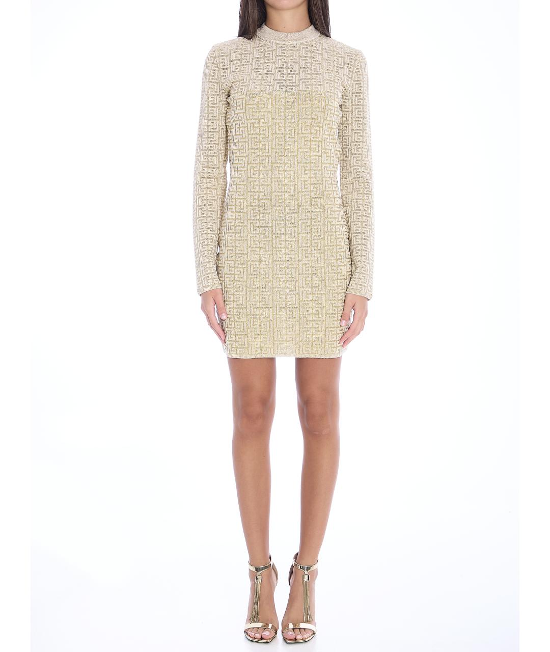 BALMAIN Бежевое вискозное повседневное платье, фото 2
