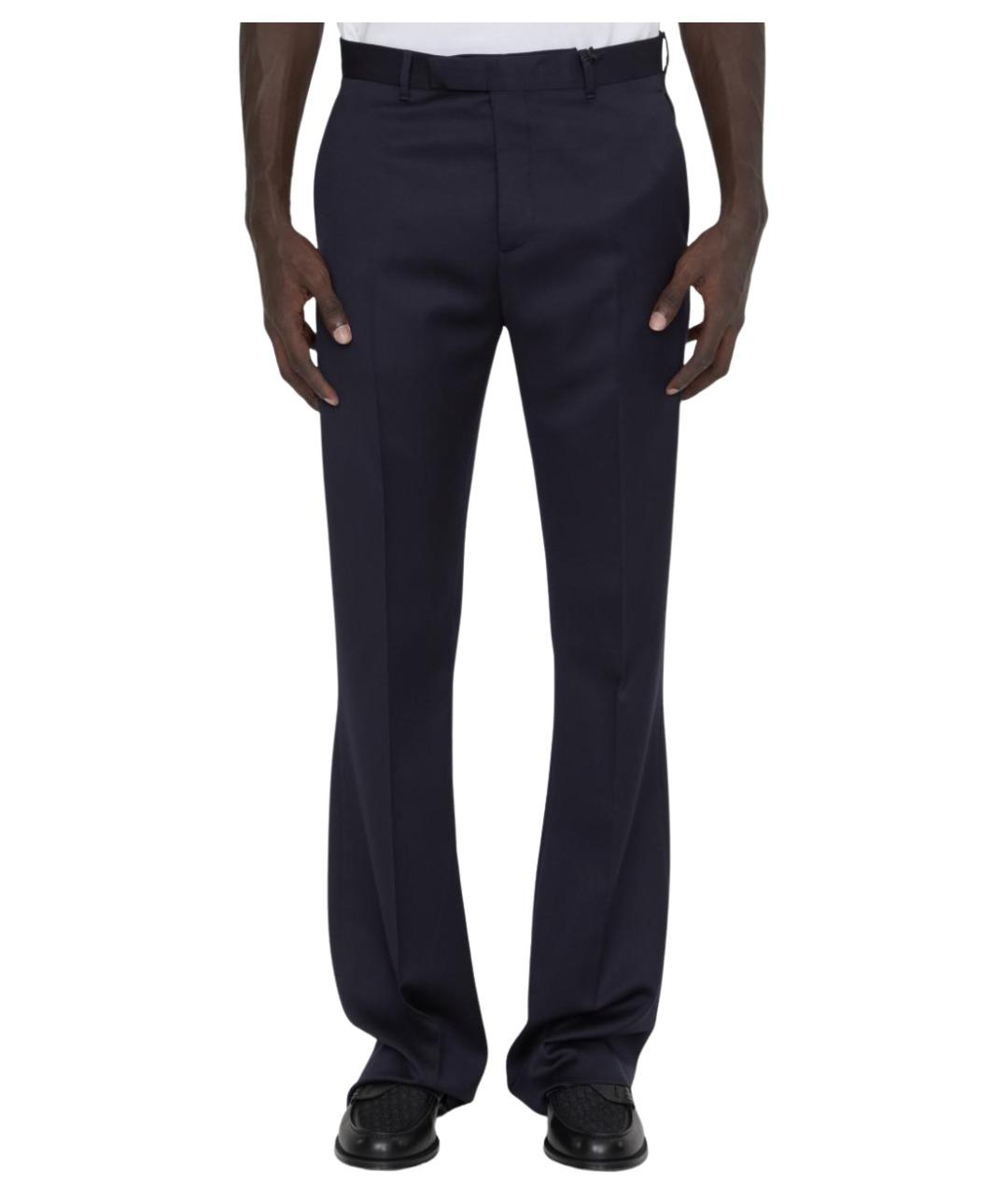 CHRISTIAN DIOR Синие шерстяные повседневные брюки, фото 1