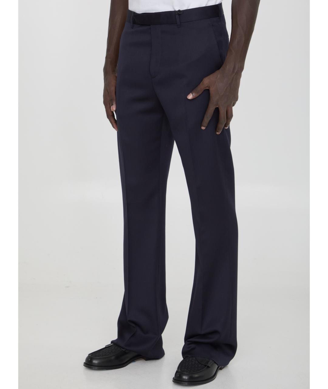 CHRISTIAN DIOR Синие шерстяные повседневные брюки, фото 2