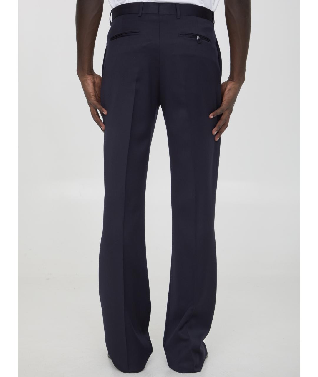 CHRISTIAN DIOR Синие шерстяные повседневные брюки, фото 4