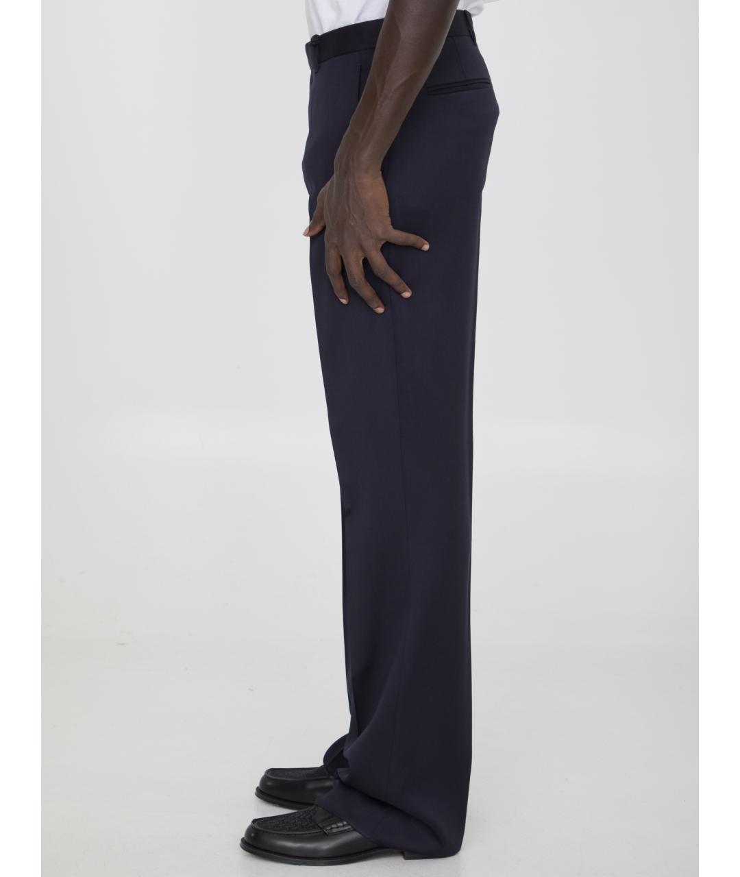 CHRISTIAN DIOR Синие шерстяные повседневные брюки, фото 3