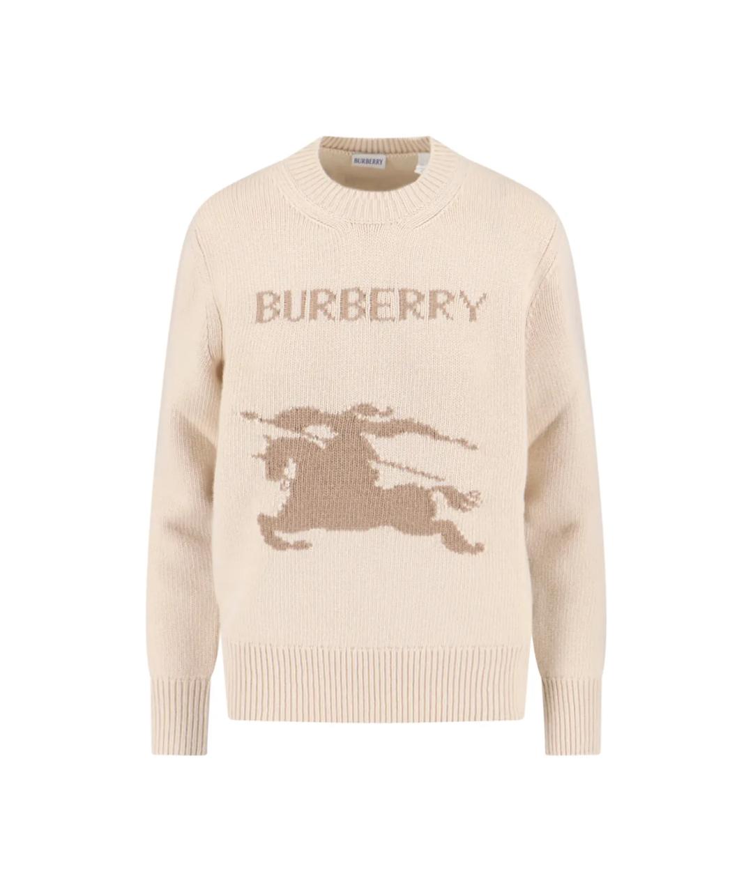 BURBERRY Бежевый шерстяной джемпер / свитер, фото 1