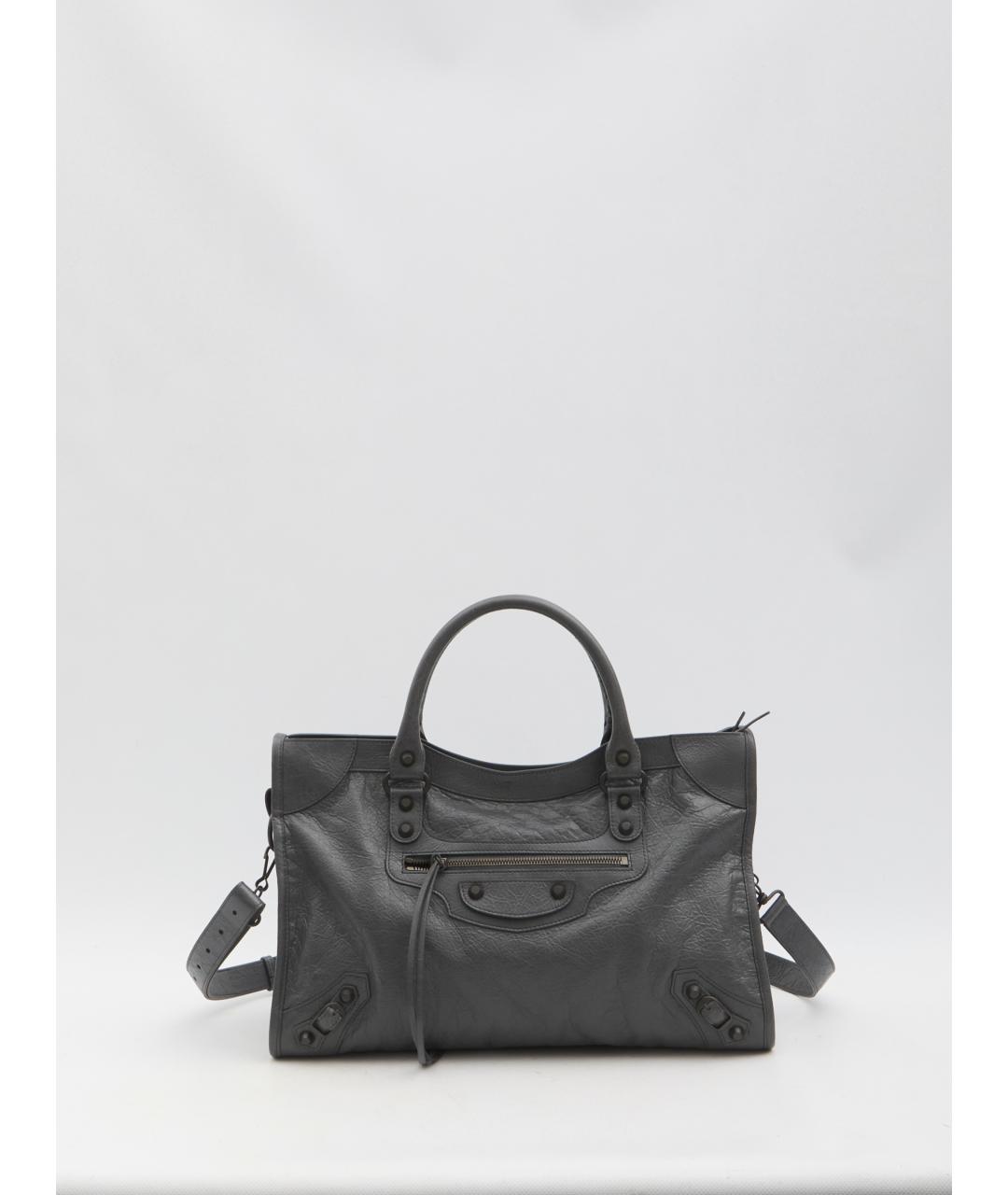 BALENCIAGA Антрацитовая кожаная сумка тоут, фото 1
