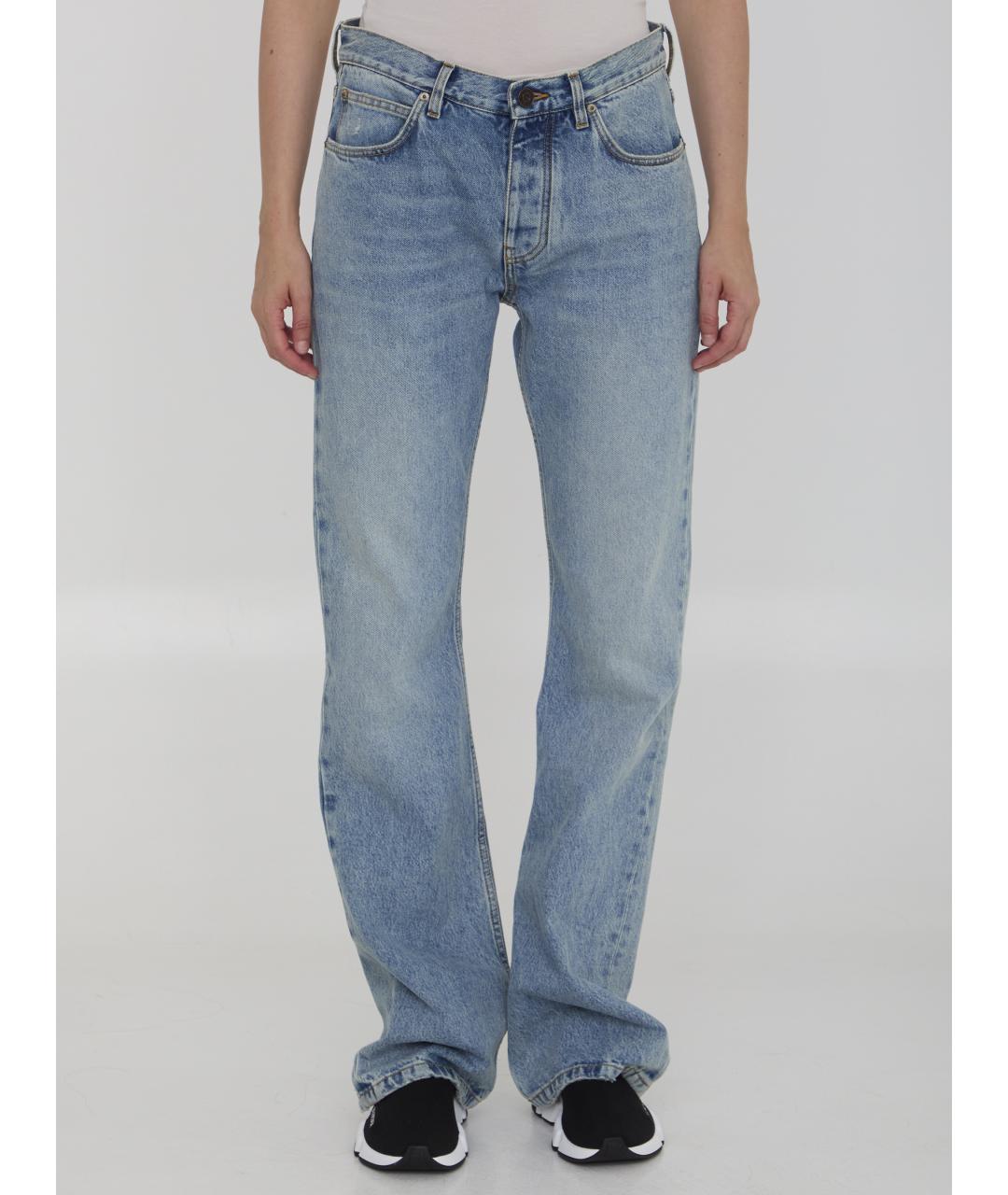 BALENCIAGA Голубые хлопковые прямые джинсы, фото 5
