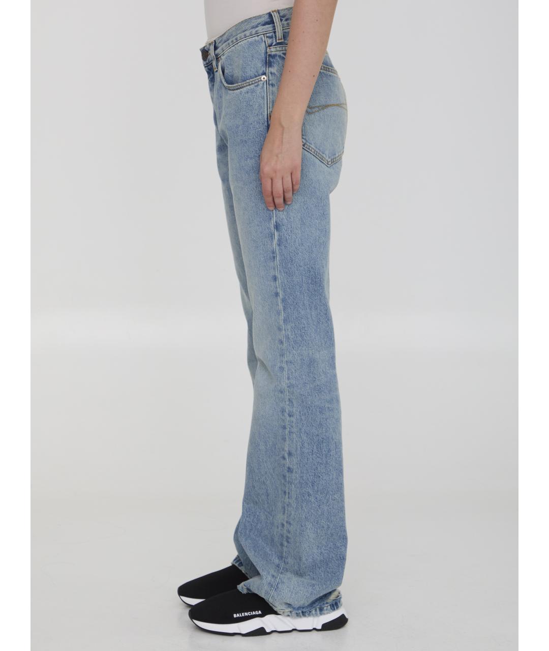 BALENCIAGA Голубые хлопковые прямые джинсы, фото 3