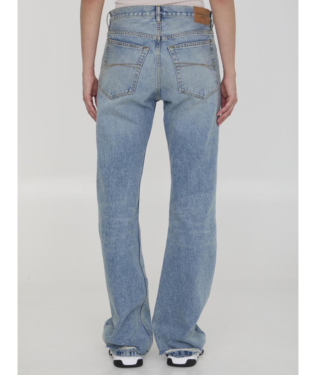 BALENCIAGA Голубые хлопковые прямые джинсы, фото 4