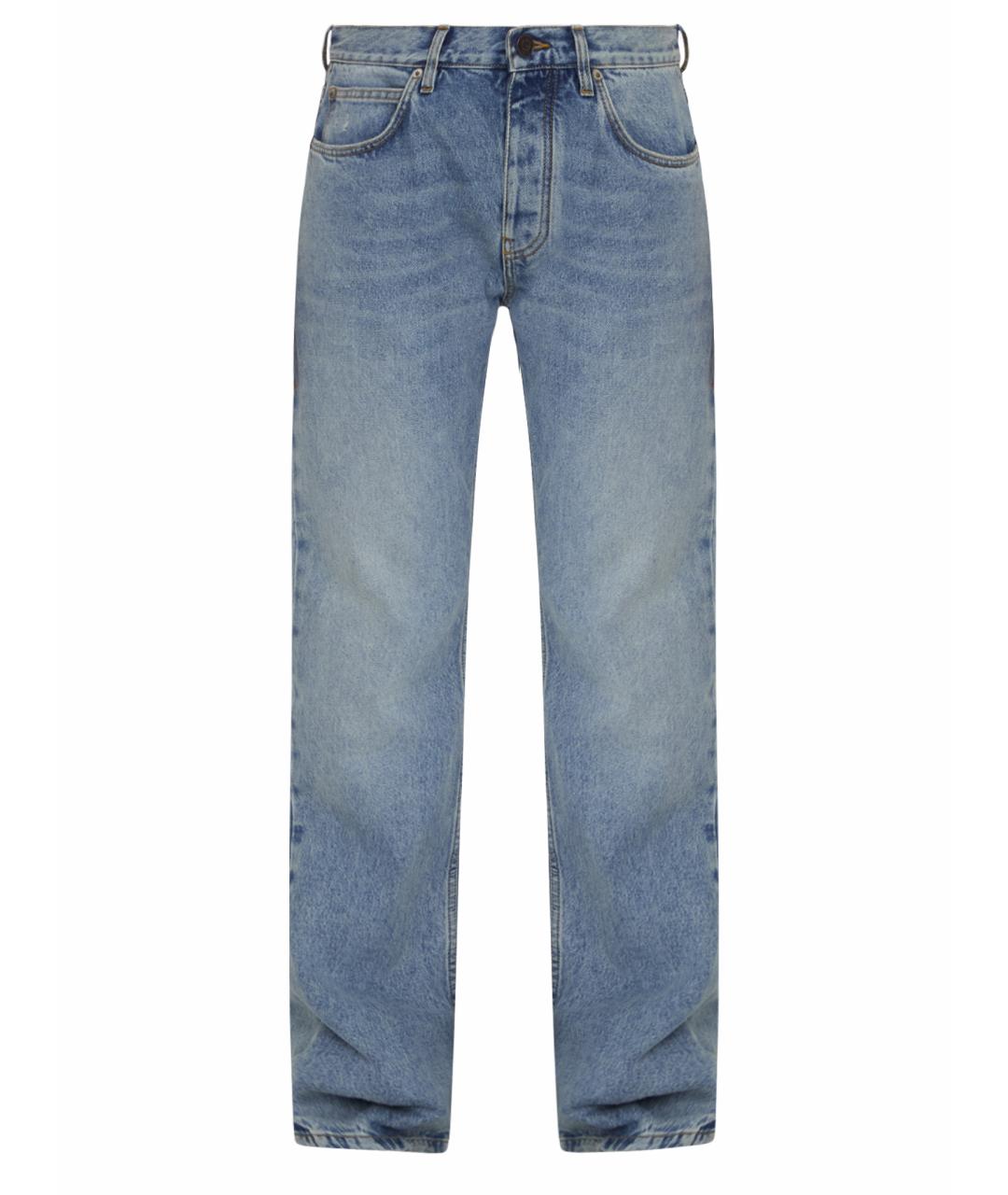 BALENCIAGA Голубые хлопковые прямые джинсы, фото 1