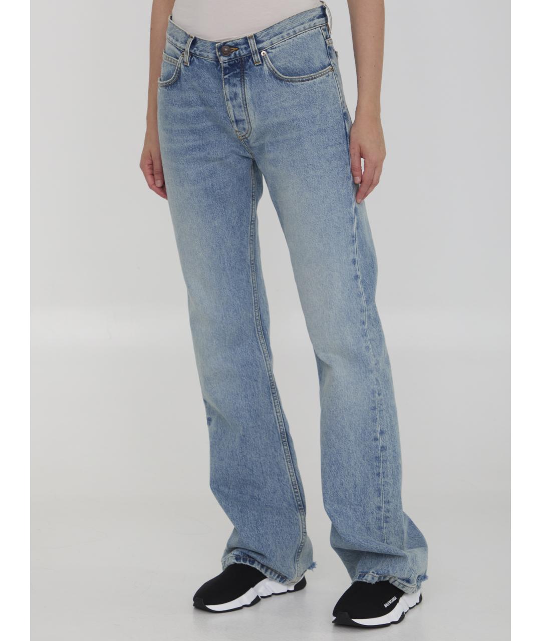 BALENCIAGA Голубые хлопковые прямые джинсы, фото 2