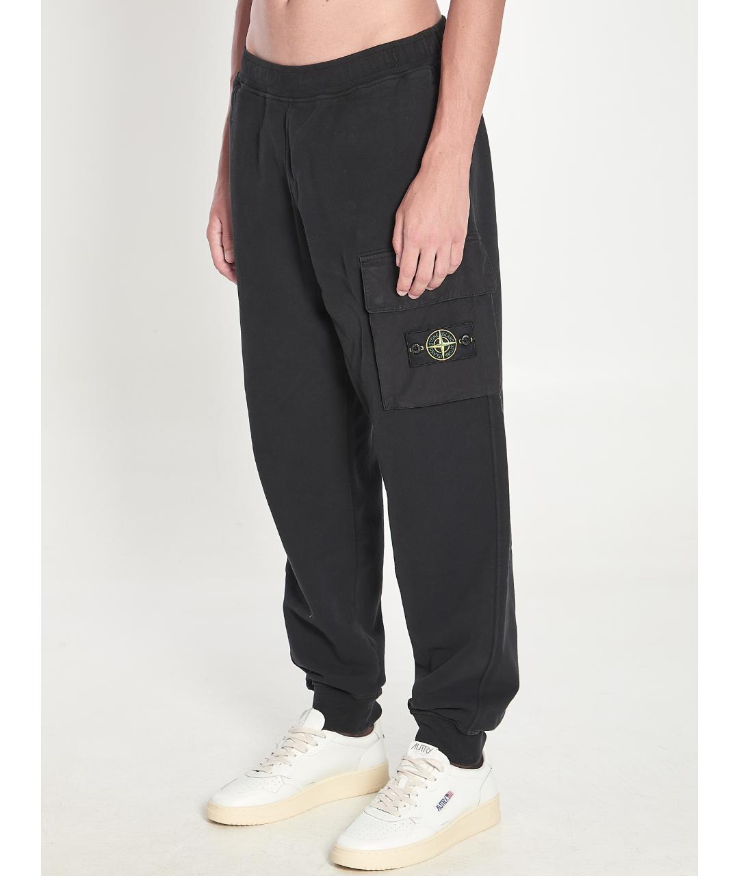 STONE ISLAND Черные хлопковые повседневные брюки, фото 3
