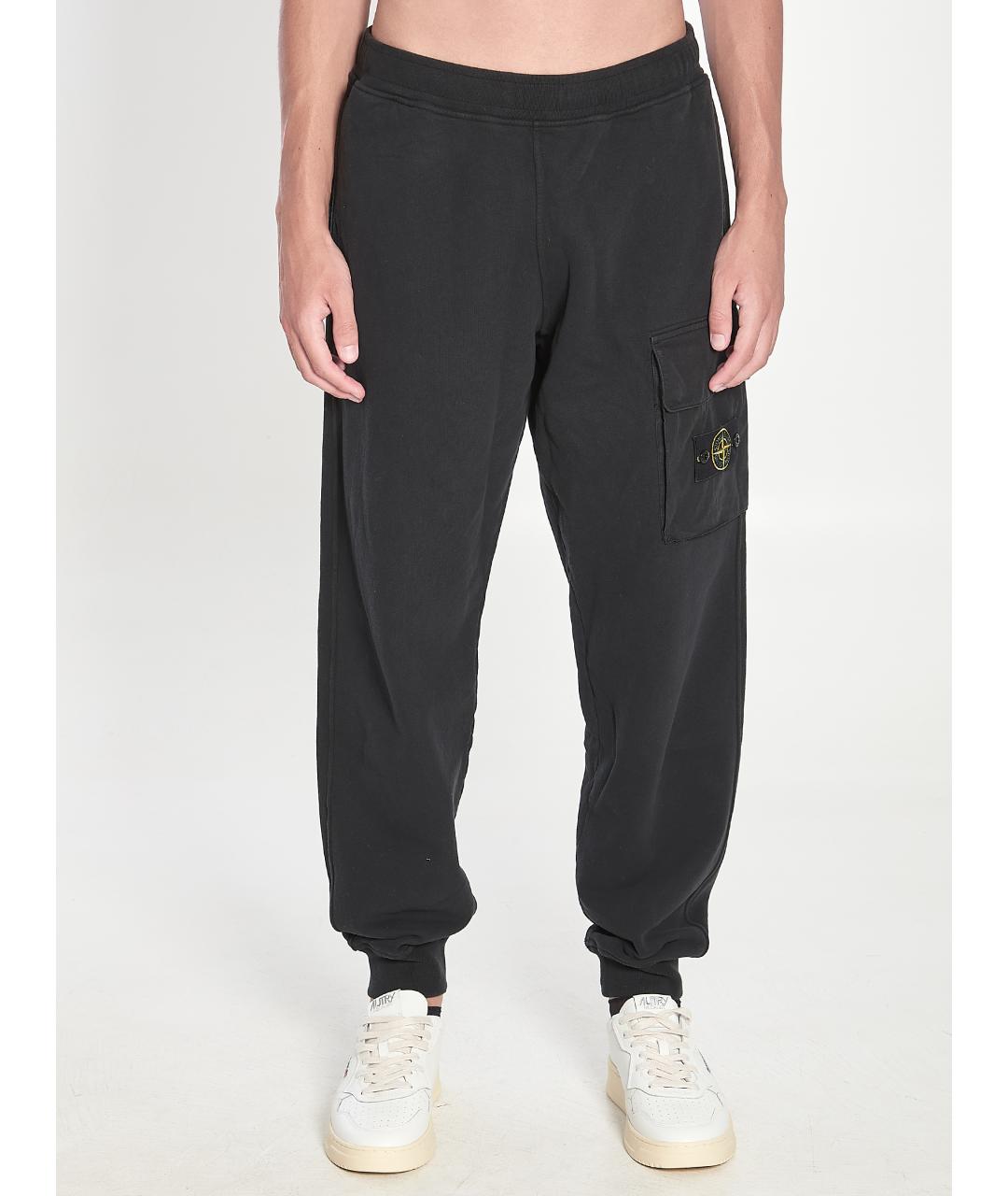 STONE ISLAND Черные хлопковые повседневные брюки, фото 2