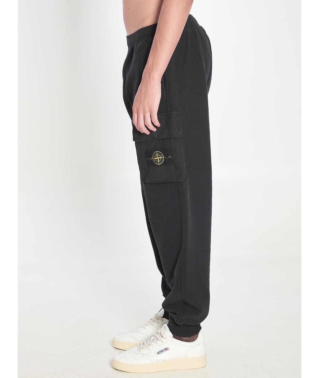 STONE ISLAND Черные хлопковые повседневные брюки, фото 4