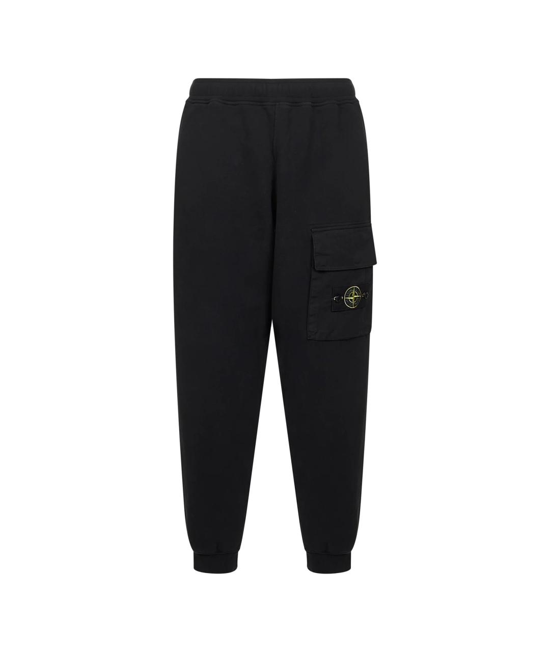 STONE ISLAND Черные хлопковые повседневные брюки, фото 1