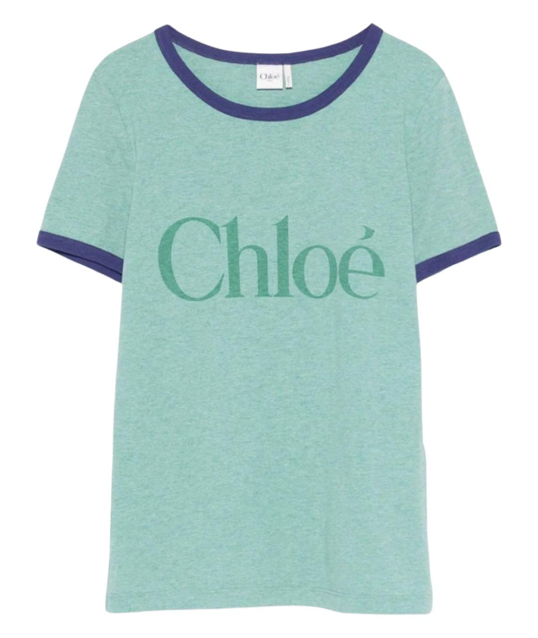 CHLOE Бирюзовая хлопковая футболка, фото 1