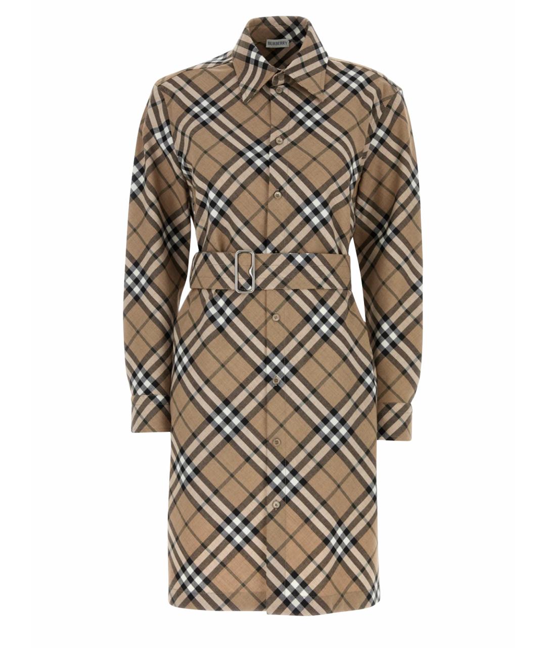 BURBERRY Бежевое полиэстеровое повседневное платье, фото 1
