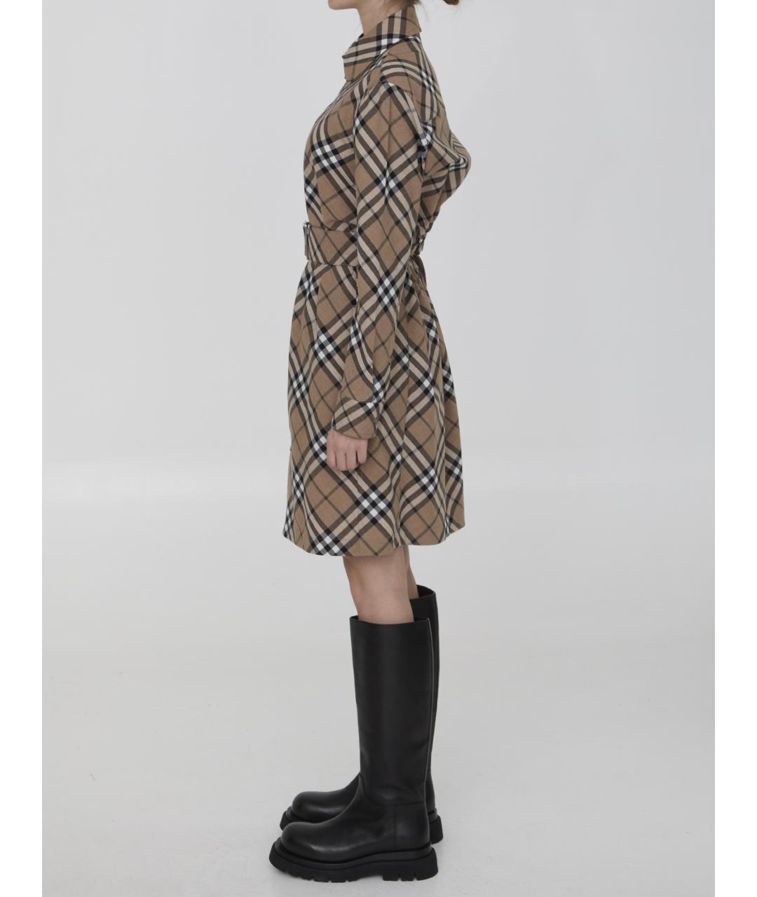 BURBERRY Бежевое полиэстеровое повседневное платье, фото 4