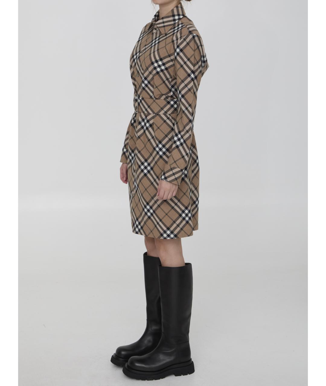 BURBERRY Бежевое полиэстеровое повседневное платье, фото 3