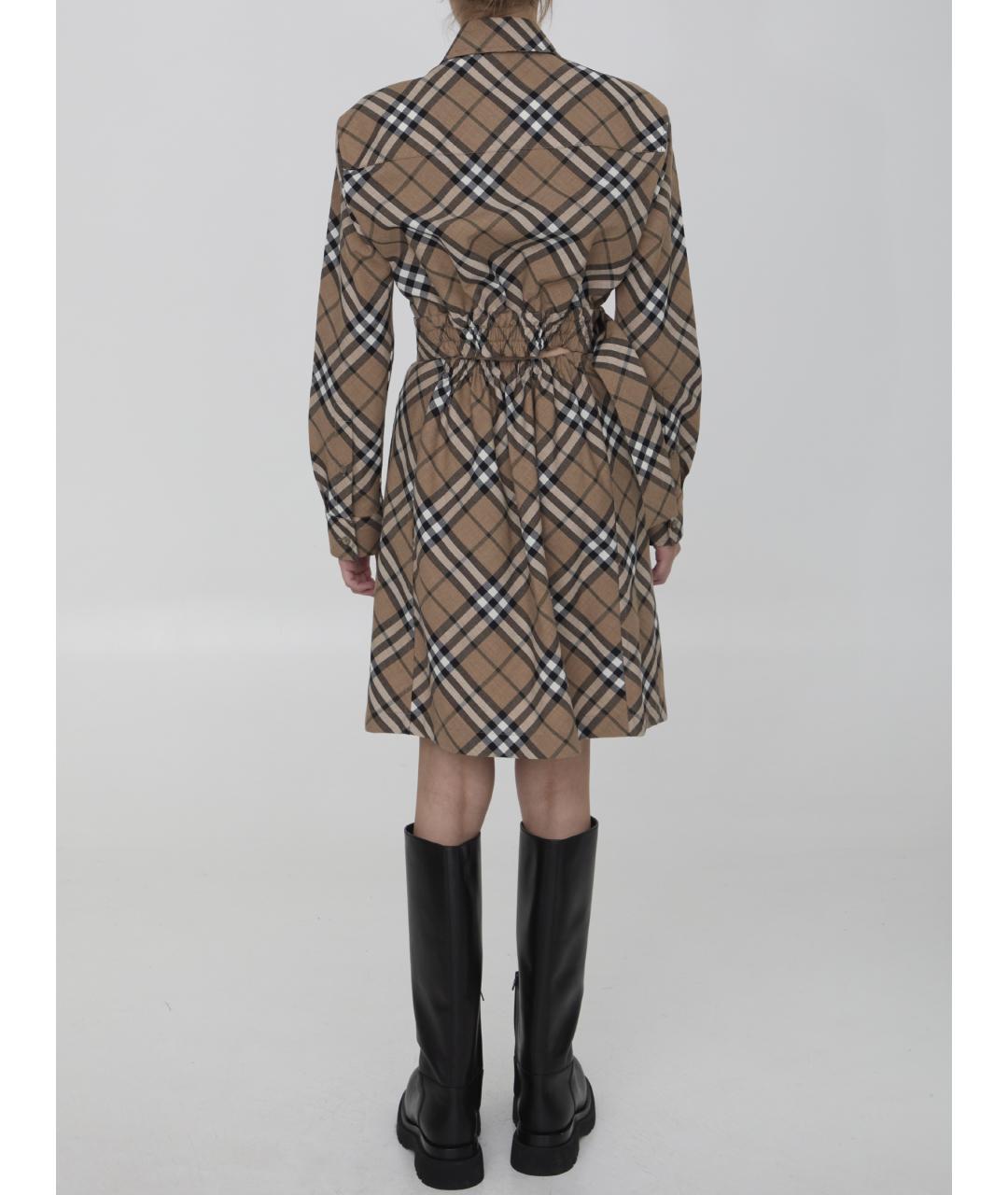BURBERRY Бежевое полиэстеровое повседневное платье, фото 5