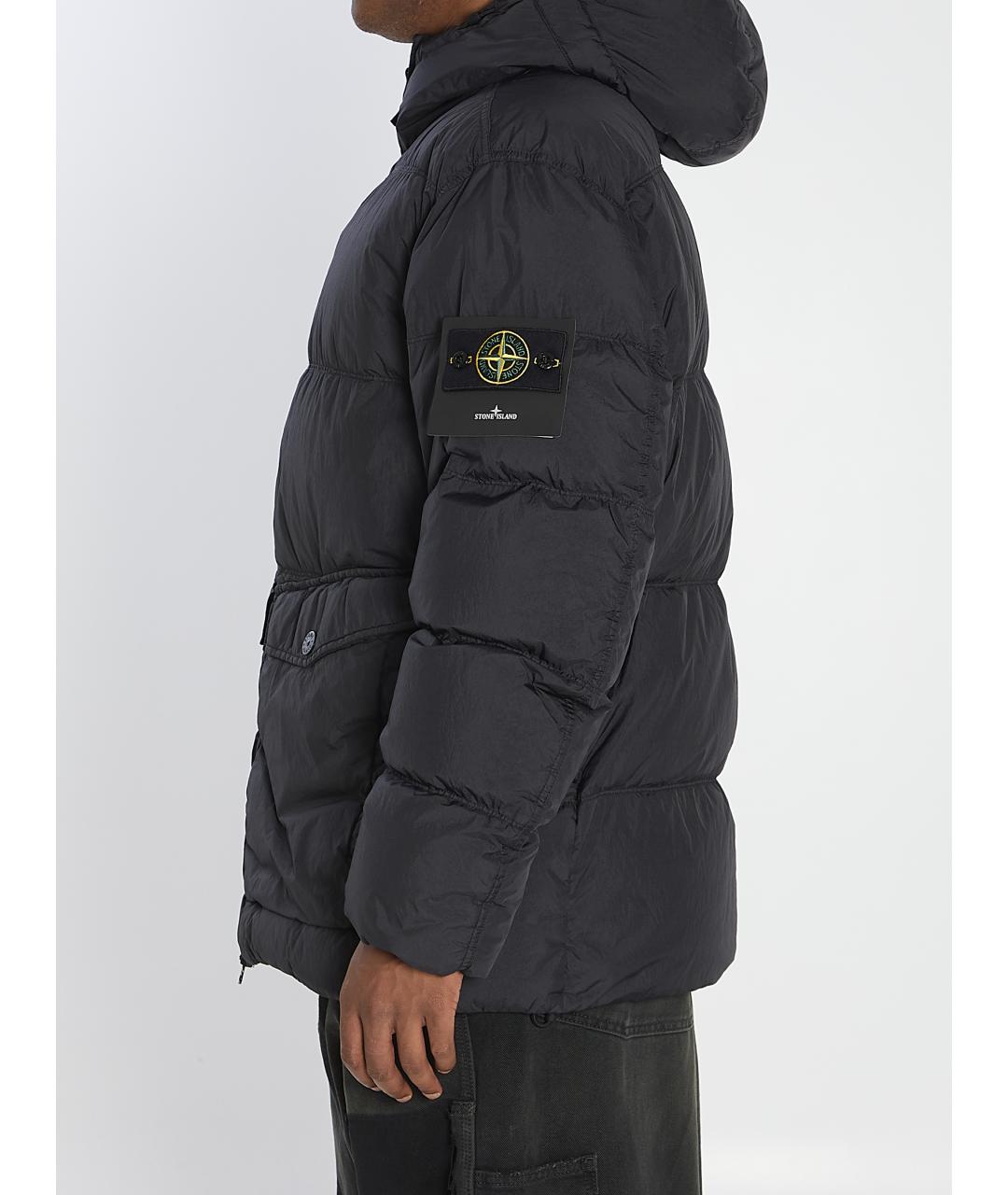 STONE ISLAND Черный полиамидовый пуховик, фото 4