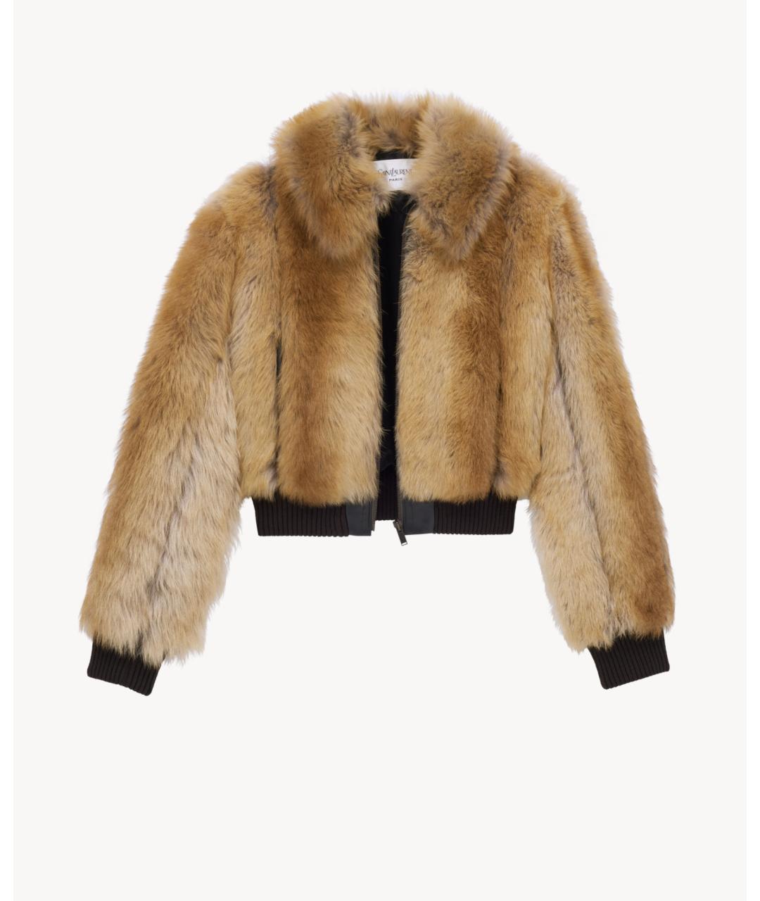SAINT LAURENT Бежевая меховая куртка, фото 6