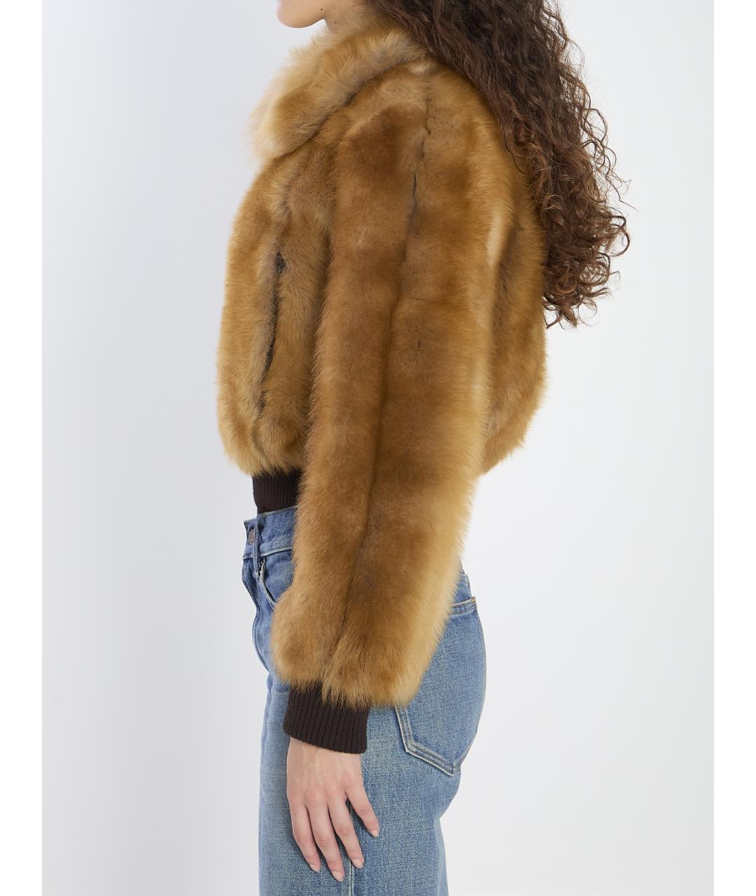 SAINT LAURENT Бежевая меховая куртка, фото 4