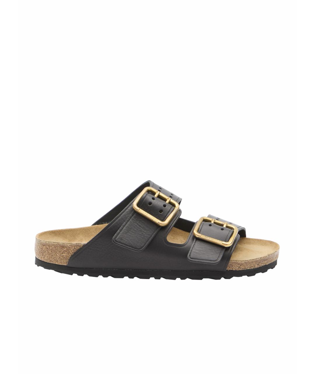 BIRKENSTOCK Черные кожаные шлепанцы, фото 1