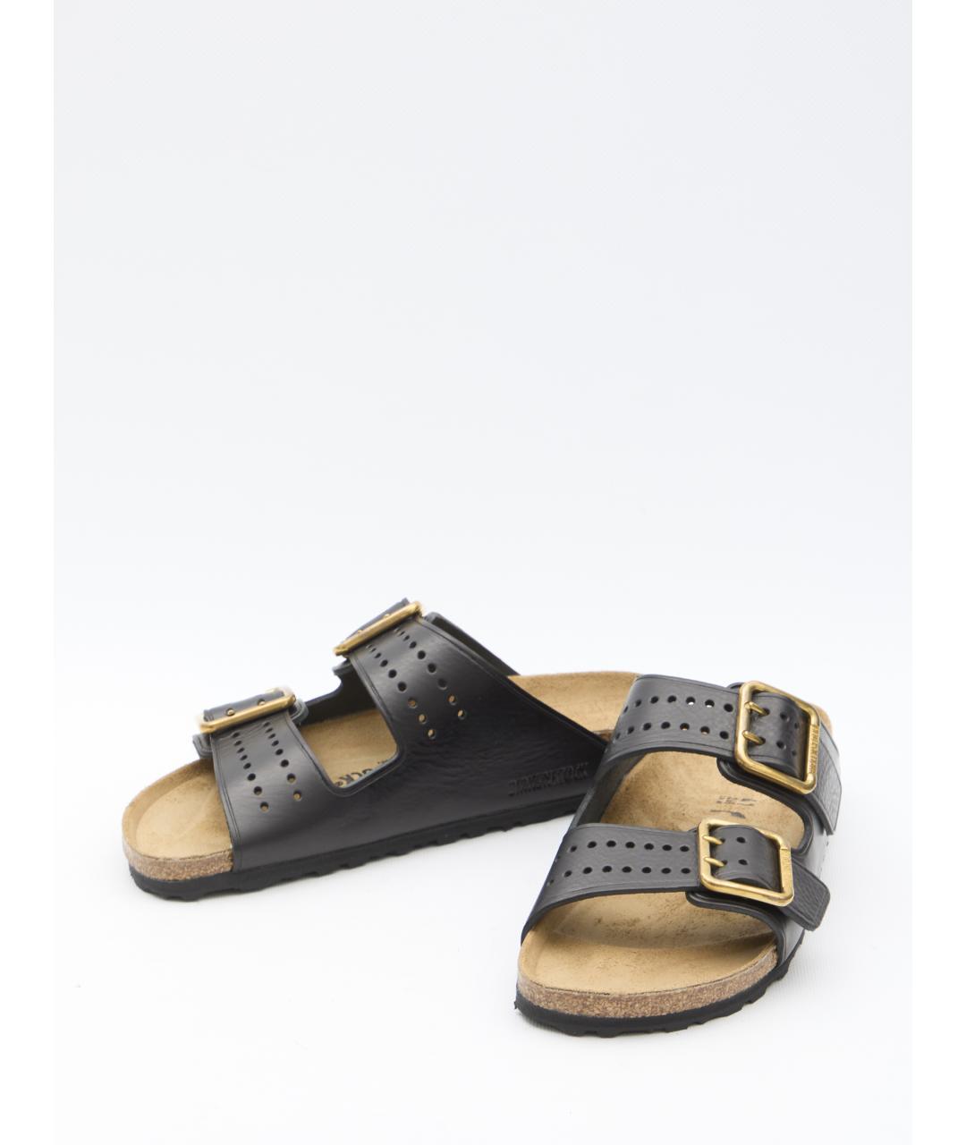 BIRKENSTOCK Черные кожаные шлепанцы, фото 5