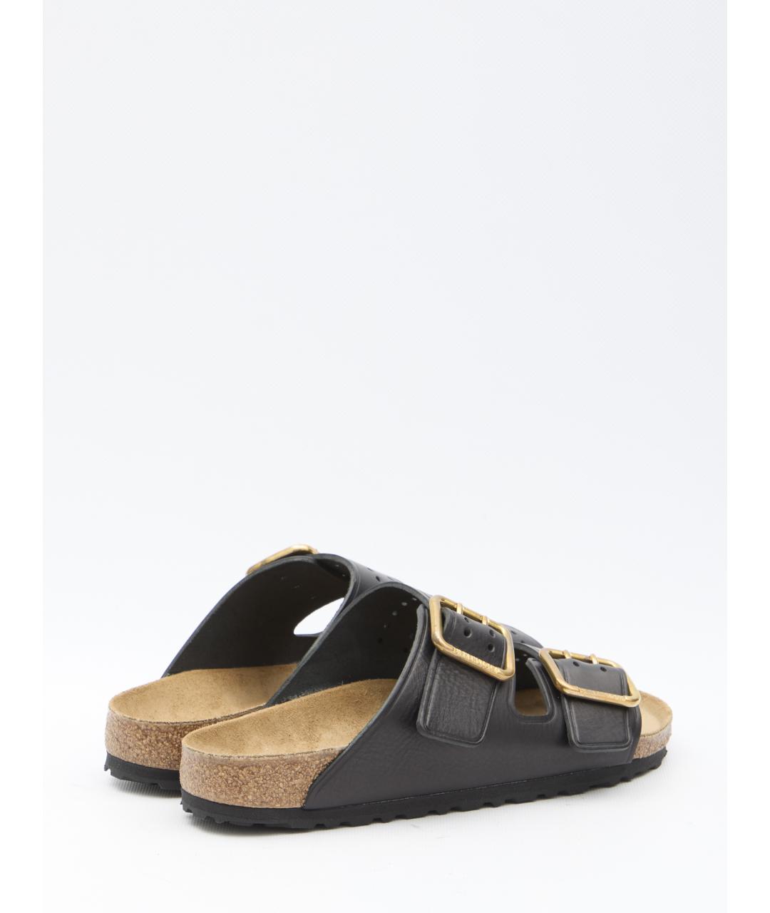 BIRKENSTOCK Черные кожаные шлепанцы, фото 3