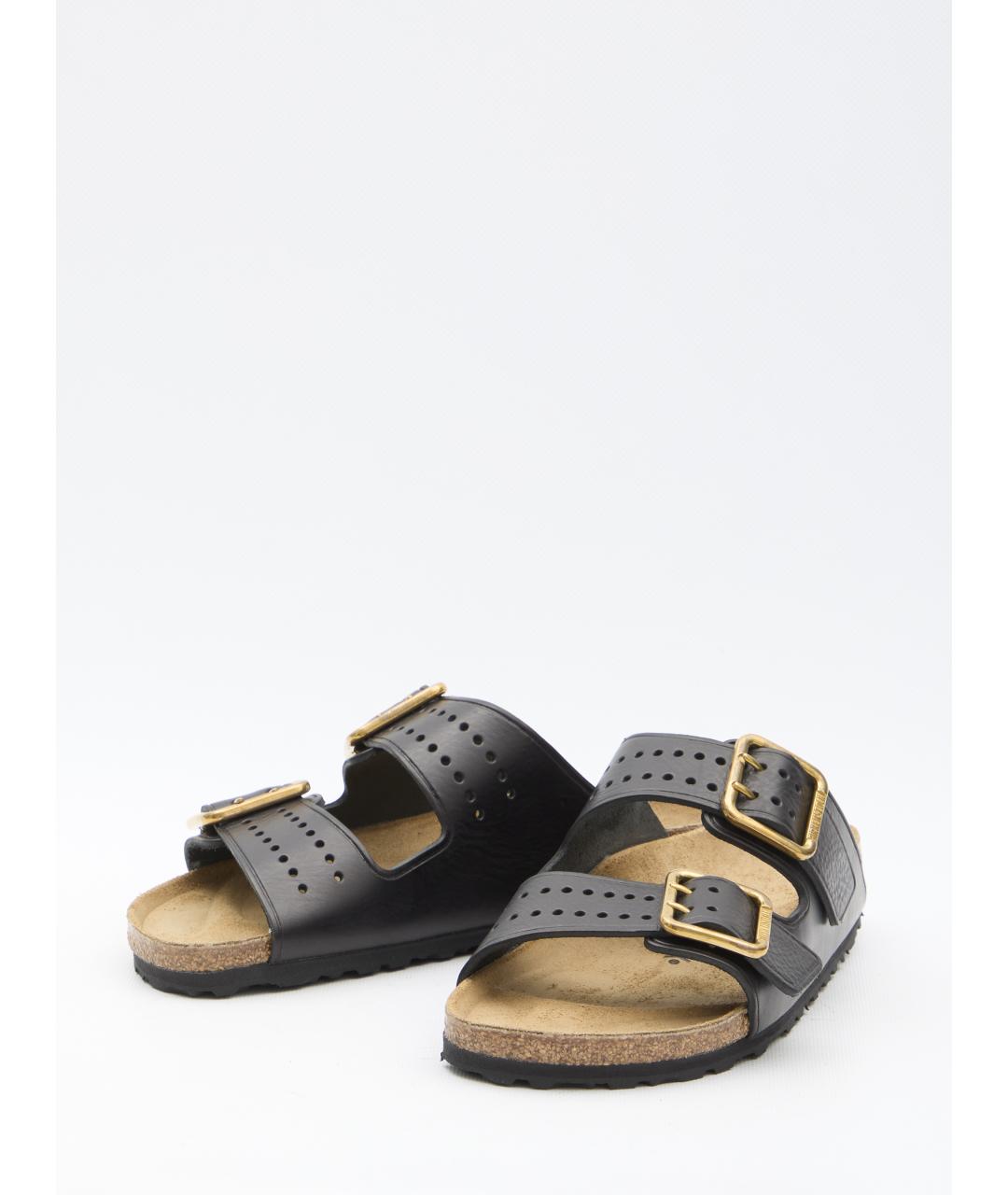BIRKENSTOCK Черные кожаные шлепанцы, фото 2