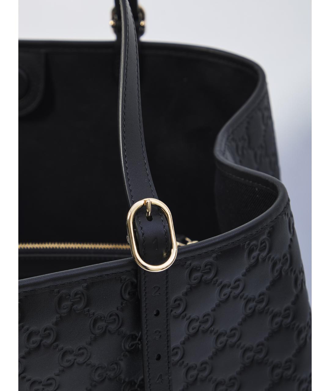 GUCCI Черная кожаная сумка тоут, фото 4