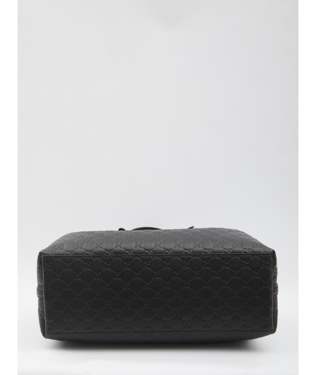 GUCCI Черная кожаная сумка тоут, фото 3