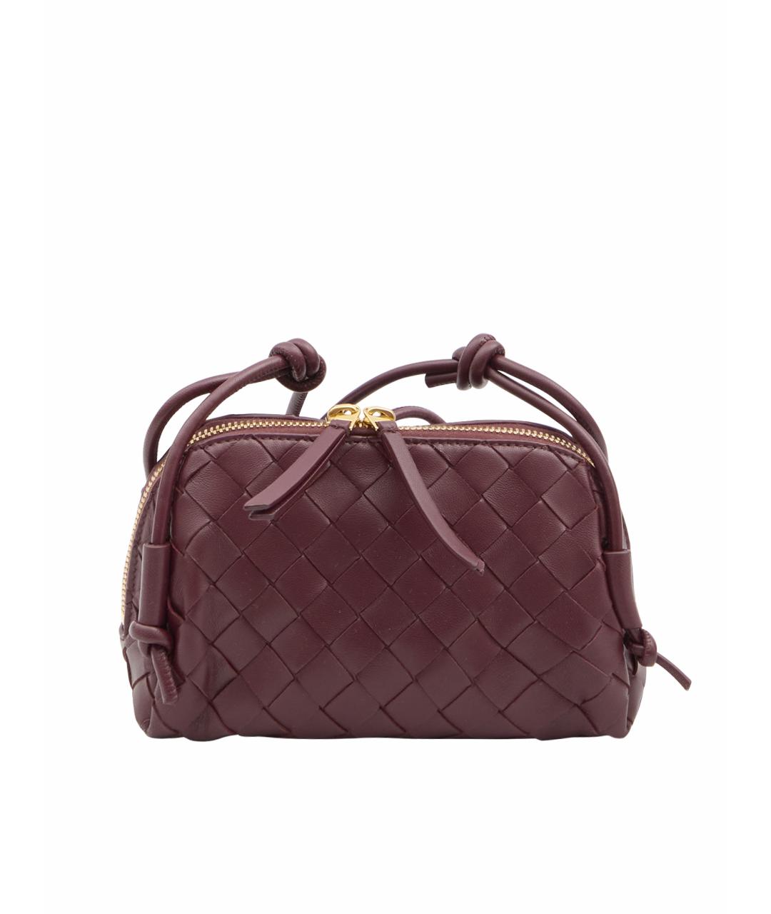 BOTTEGA VENETA Бордовая кожаная сумка через плечо, фото 1