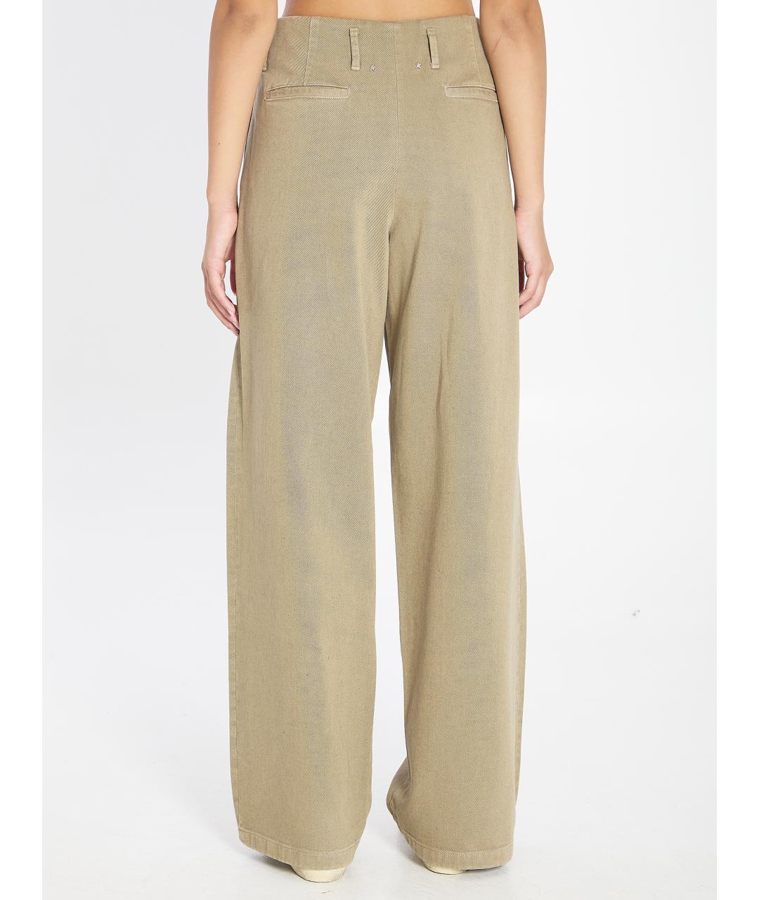 GOLDEN GOOSE DELUXE BRAND Бежевые хлопковые брюки широкие, фото 5