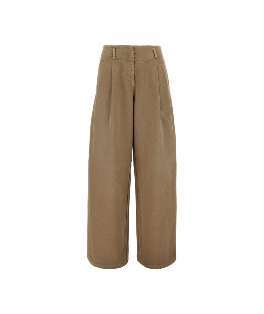 GOLDEN GOOSE DELUXE BRAND Бежевые хлопковые брюки широкие, фото 1