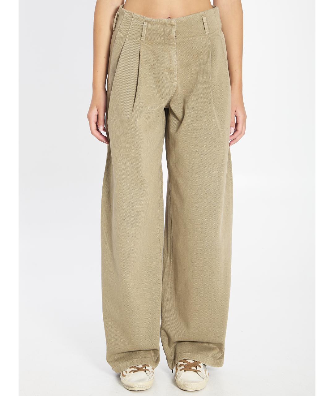 GOLDEN GOOSE DELUXE BRAND Бежевые хлопковые брюки широкие, фото 2