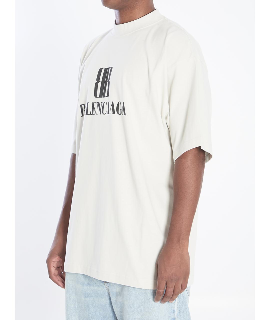 BALENCIAGA Белая хлопковая футболка, фото 3
