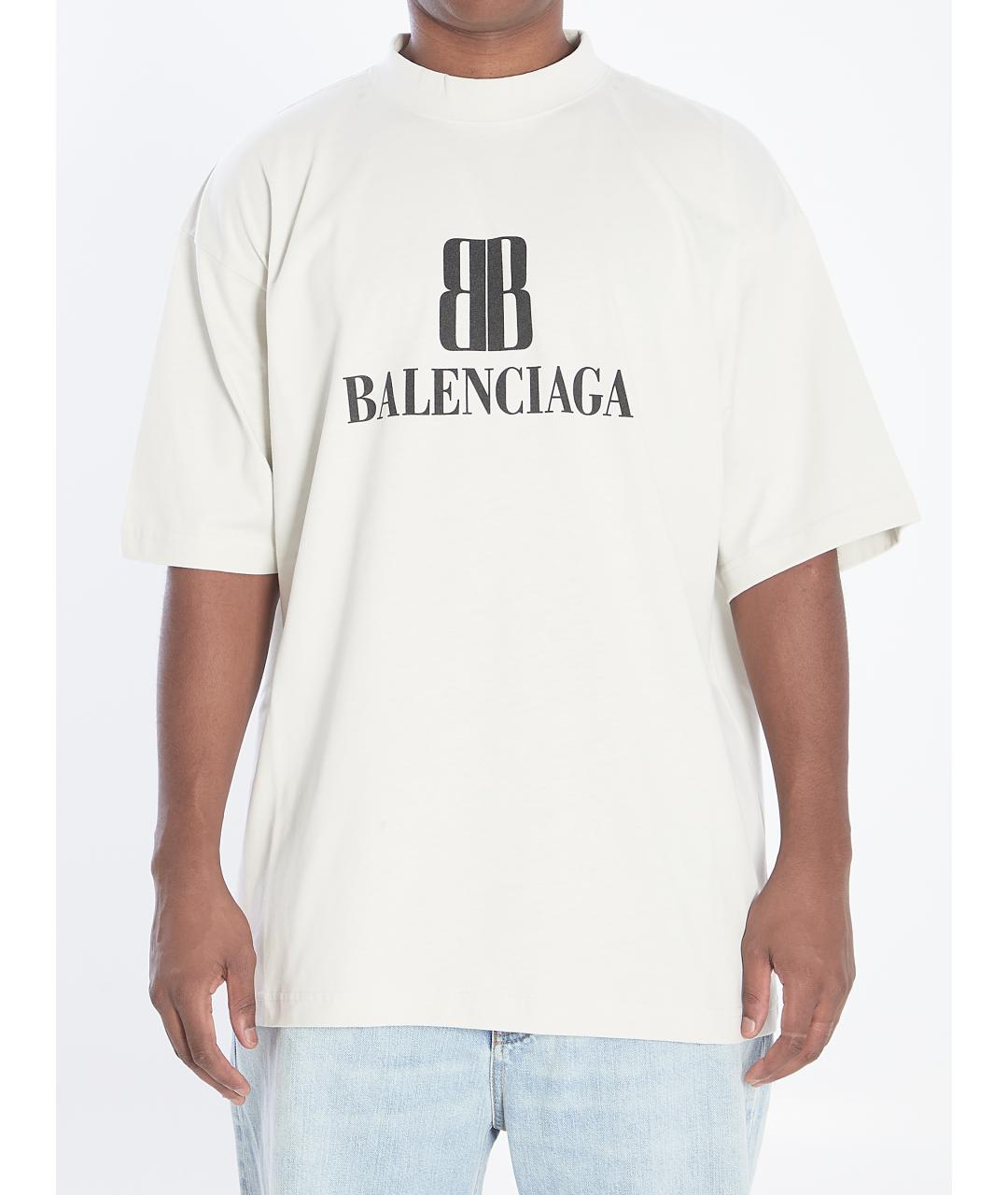 BALENCIAGA Белая хлопковая футболка, фото 2